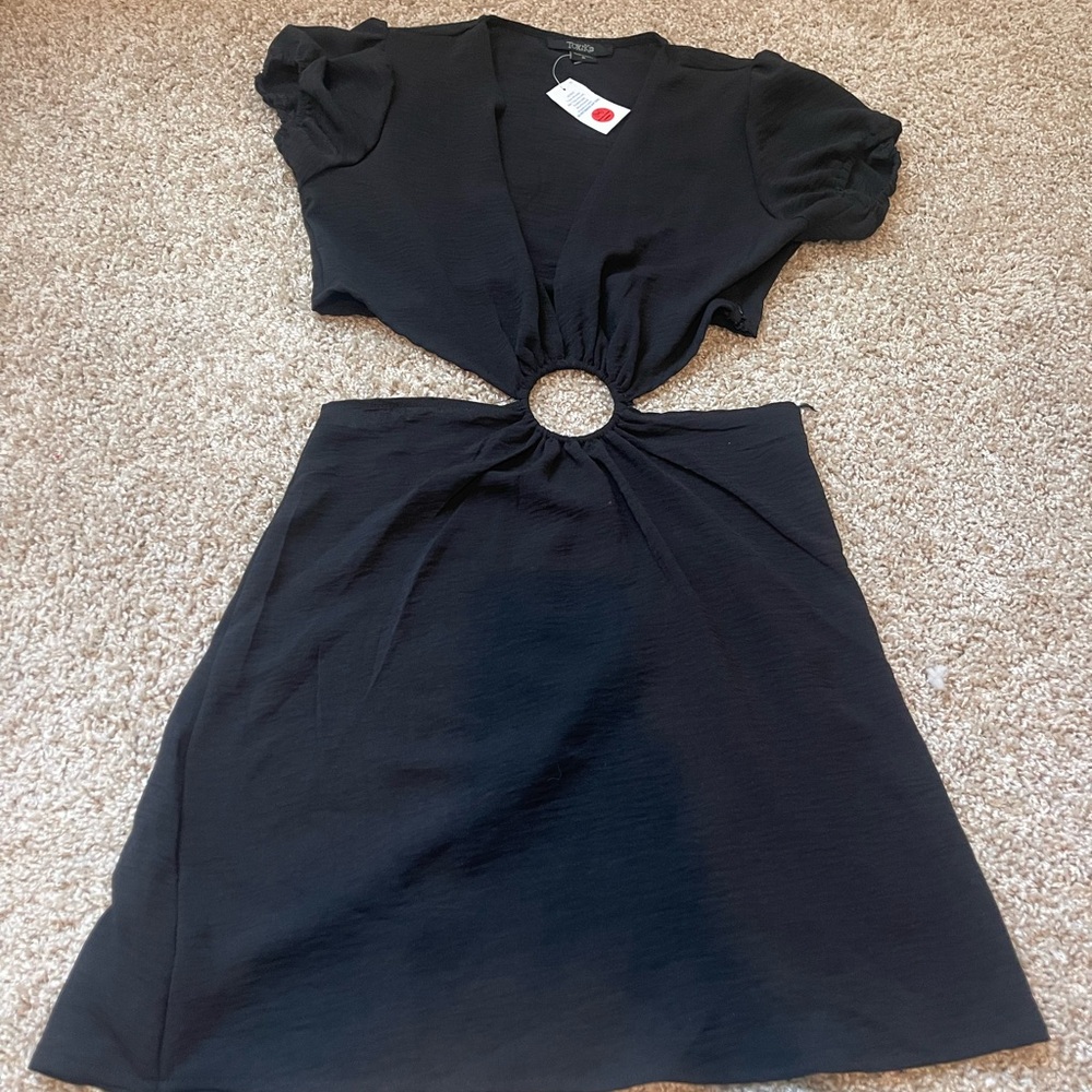 Chic Black Mini Dress with Ring Detail